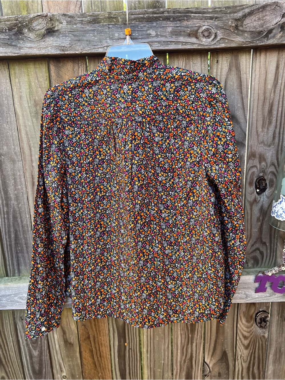 👗J. Crew Black Floral Tie-Neck Long Sleeve Shirt - Picture 3 of 9